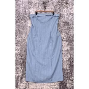 New Abercrombie & Fitch Dress XL Womens Blue Pinstripe Strapless Tailored Midi